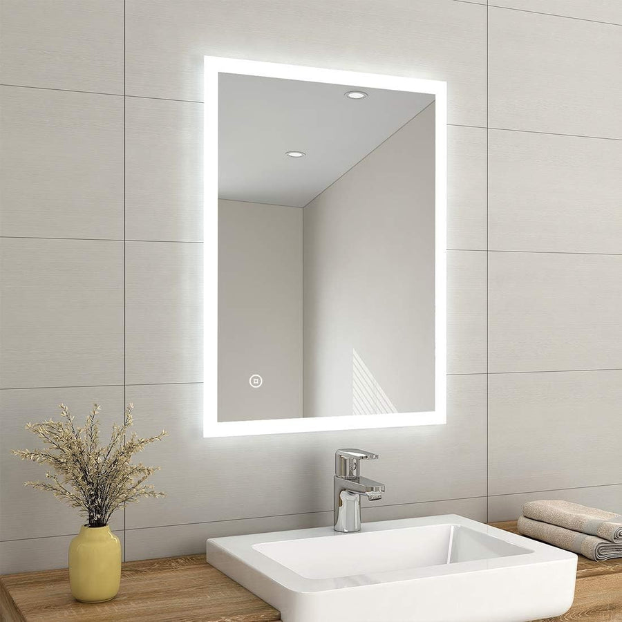 LED Backlit Bathroom Mirror 60x80cm Anti-Fog Touch Dimmable Vanity Light