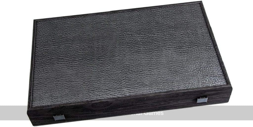 19” Luxury Black Backgammon Set Faux Leather Wooden Foldable Board
