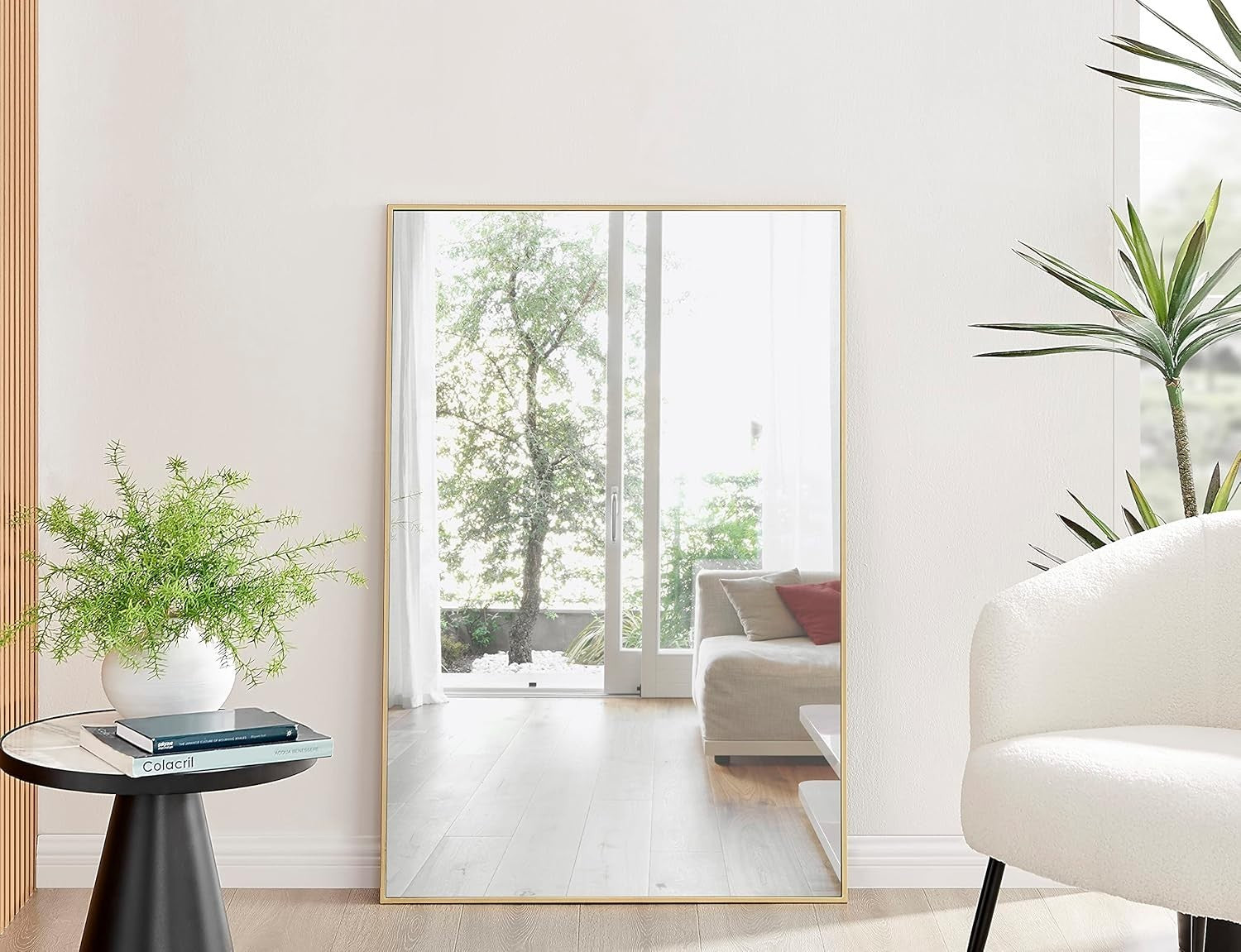 Large Gold Wall Mirror 120x80cm Modern Rectangular Glam for Hall or Lounge