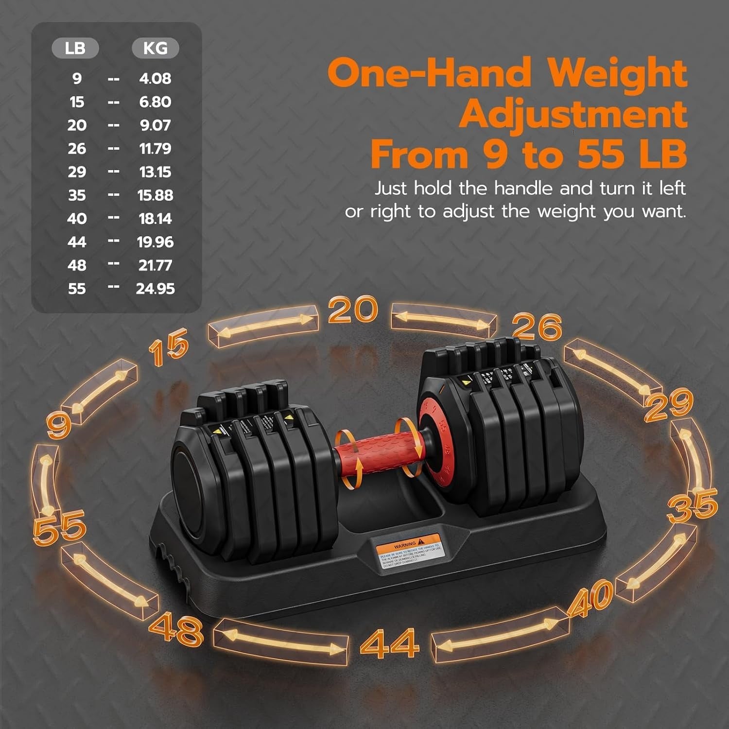55lb Dial Weight Dumbbells Pair Quick-Select Anti-Slip Strength Set