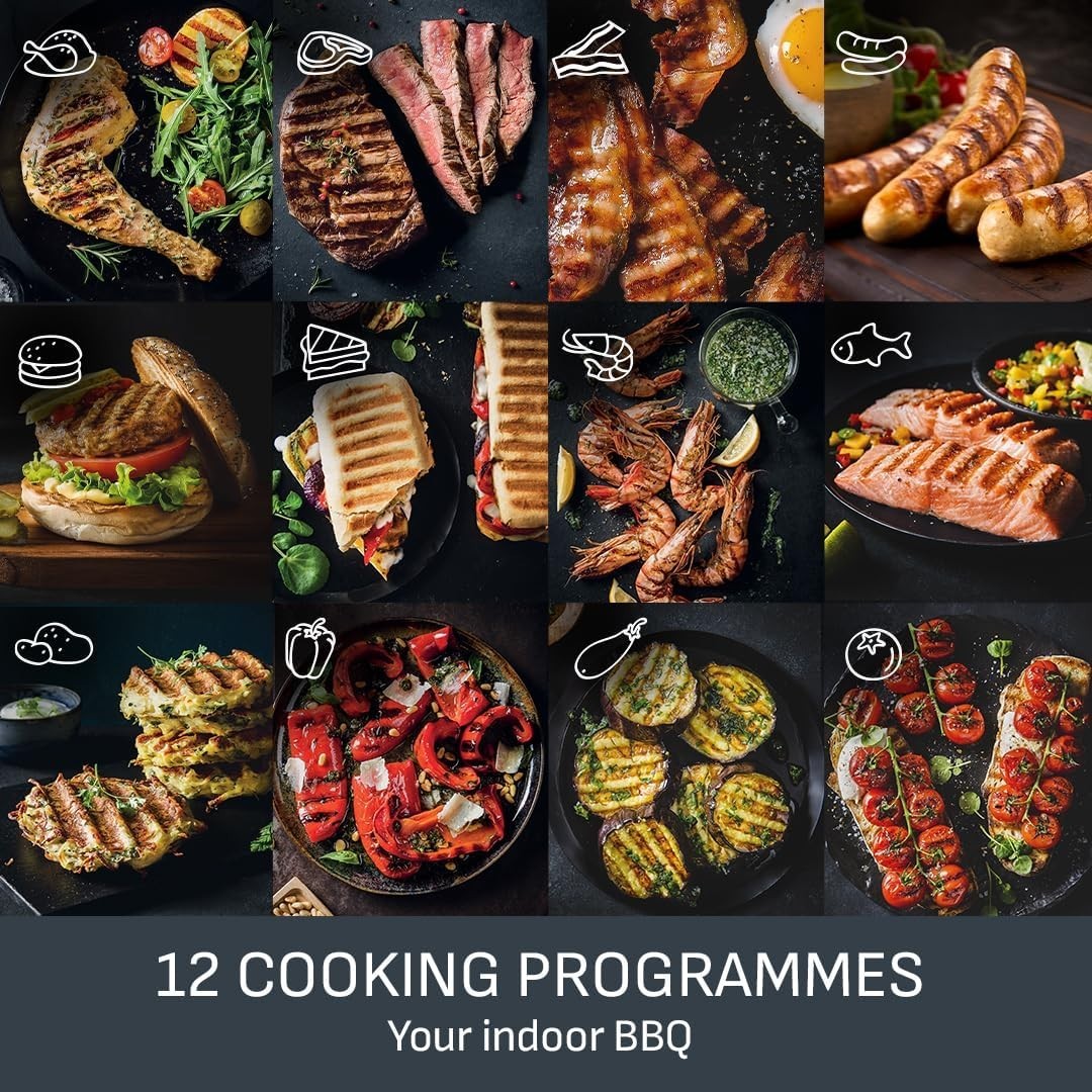 Electric Grill 40.3x22.9x38.3cm Non-Stick Sensor 12 Cooking Programs