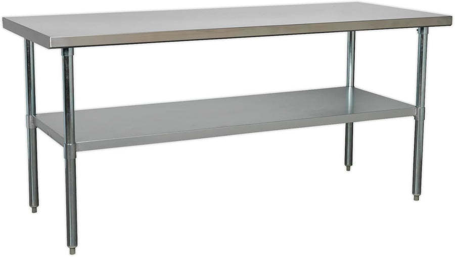 Stainless Steel Workbench 1.8m Heavy Duty Table 100kg Capacity Garage