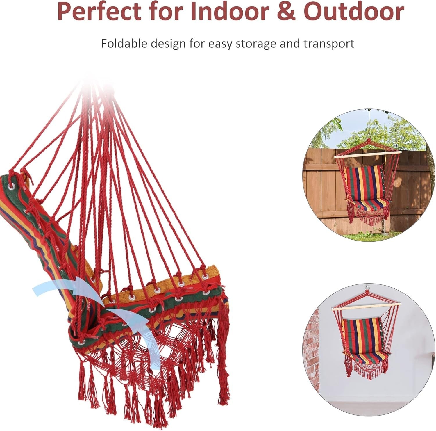 Hammock Chair Swing with Spreader Bar | Indoor Outdoor Hanging Seat