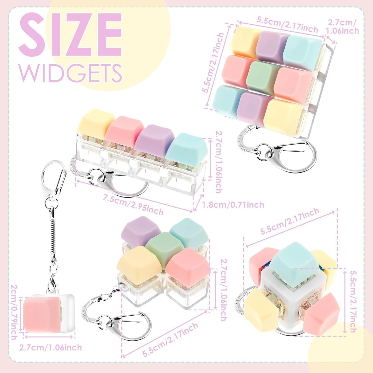 5pcs Keyboard Clicker Fidget Toys Mechanical Key Stress Relief Set