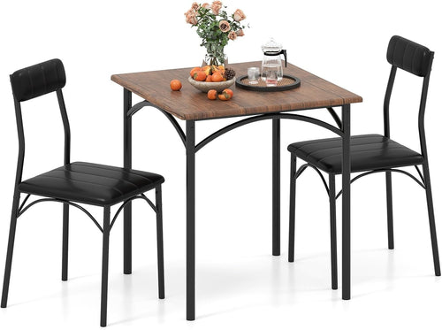 Compact 3-Piece Dining Set with Padded Chairs | Space-Saving Kitchen Table