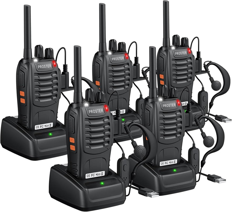 Walkie Talkies 5 Pack Long Range Rechargeable VOX PMR446 Radio Set