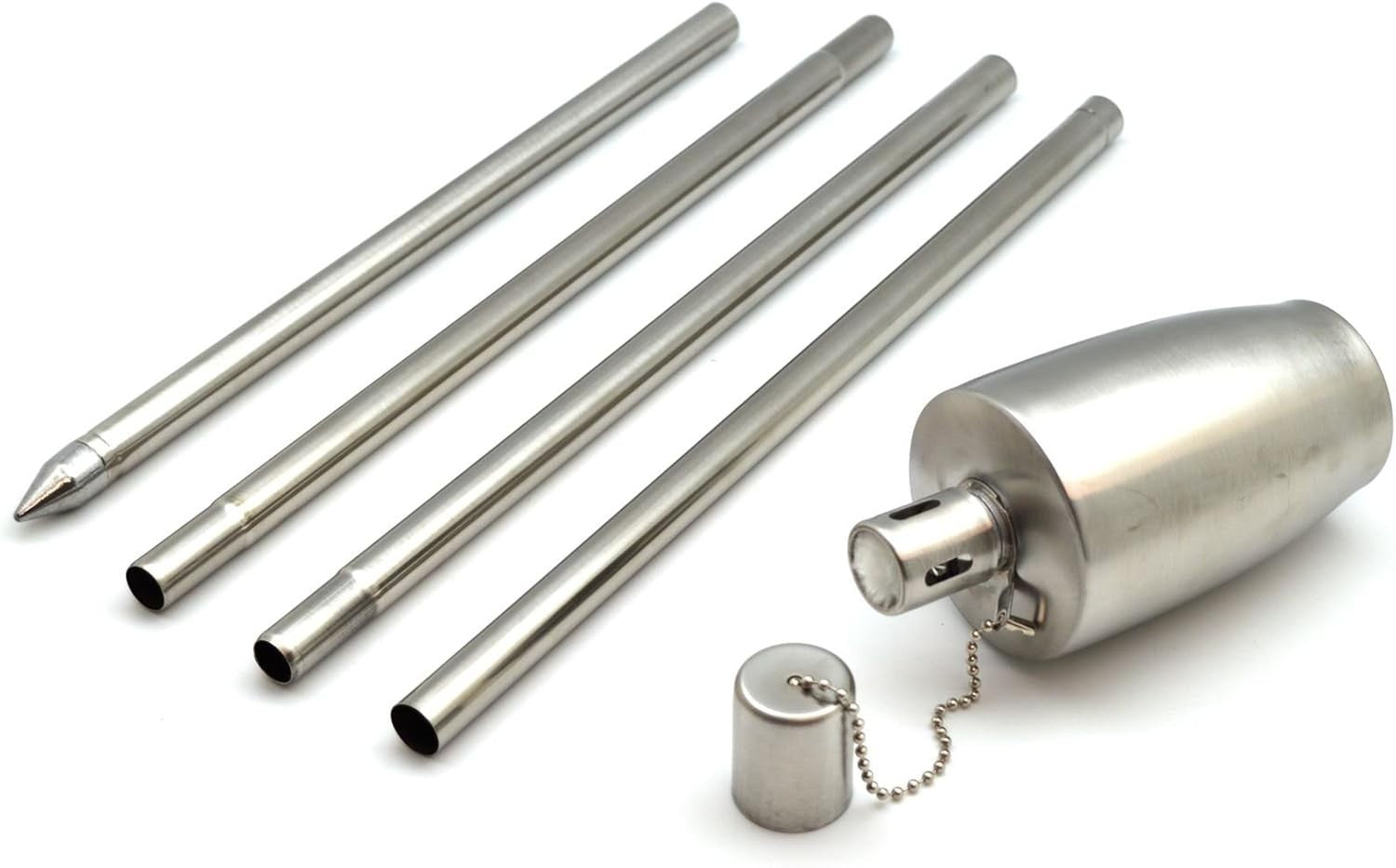 12 Pack Harbour Housewares Metal Garden Torches 146cm Silver Barrel Lanterns