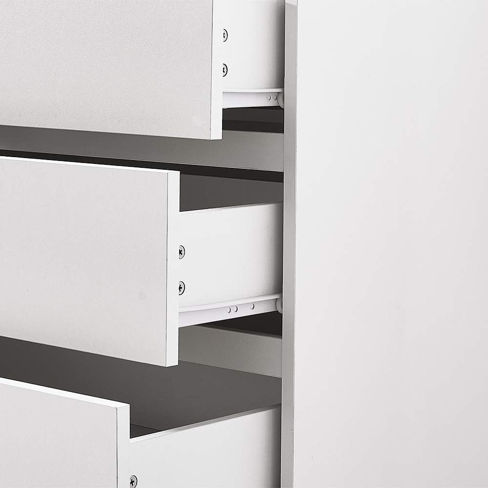White 5 Drawer Chest | Tall Modern Storage Unit | Bedroom Office Cabinet