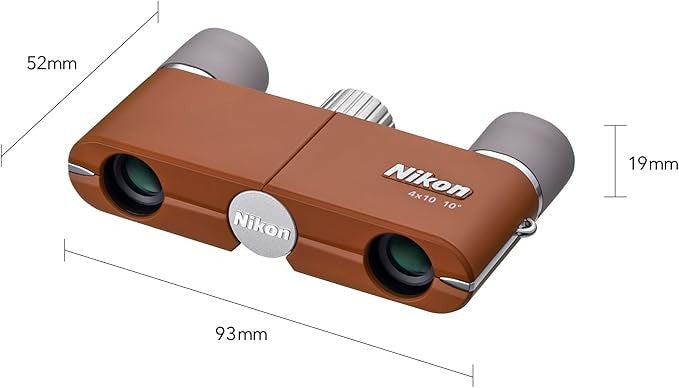 Ultra-Compact 4x10 Pocket Binoculars Lightweight HD Optics Amber Brown