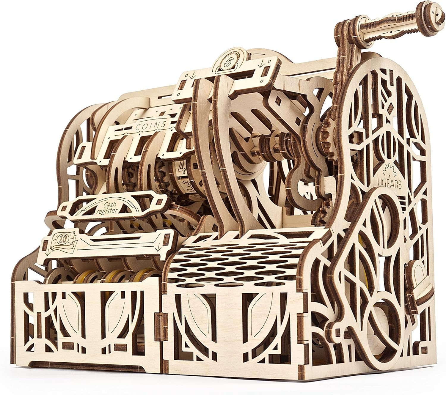 Mechanical 3D Wooden Cash Register Puzzle Kit with Money Storage Box
