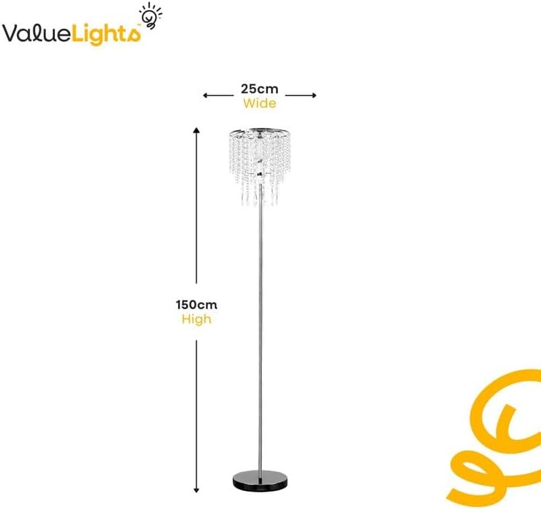 Chrome Acrylic Droplet Floor Lamp E27 Tall Modern Standing Light Foot Switch