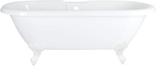 1780x825mm Freestanding Double Ended Roll Top Bath White Acrylic White Claw Feet