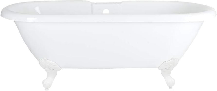 1780x825mm Freestanding Double Ended Roll Top Bath White Acrylic White Claw Feet