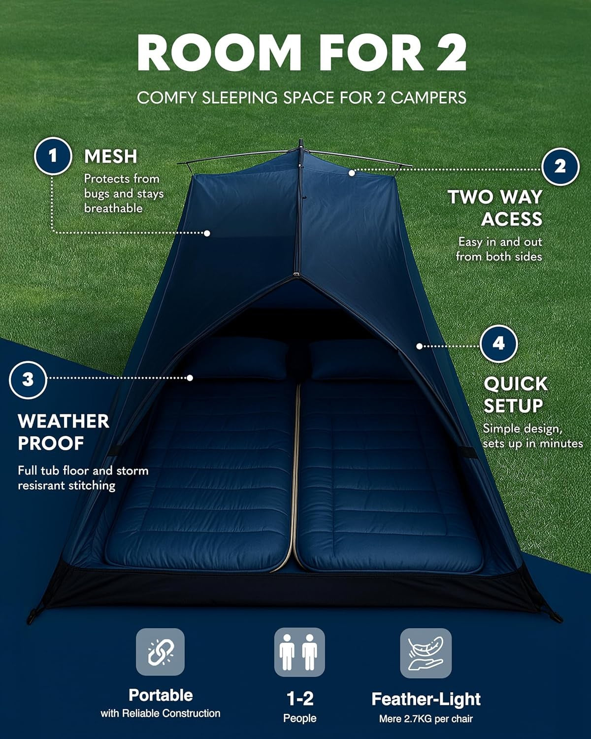 2 Man Dome Camping Waterproof Lightweight Hiking