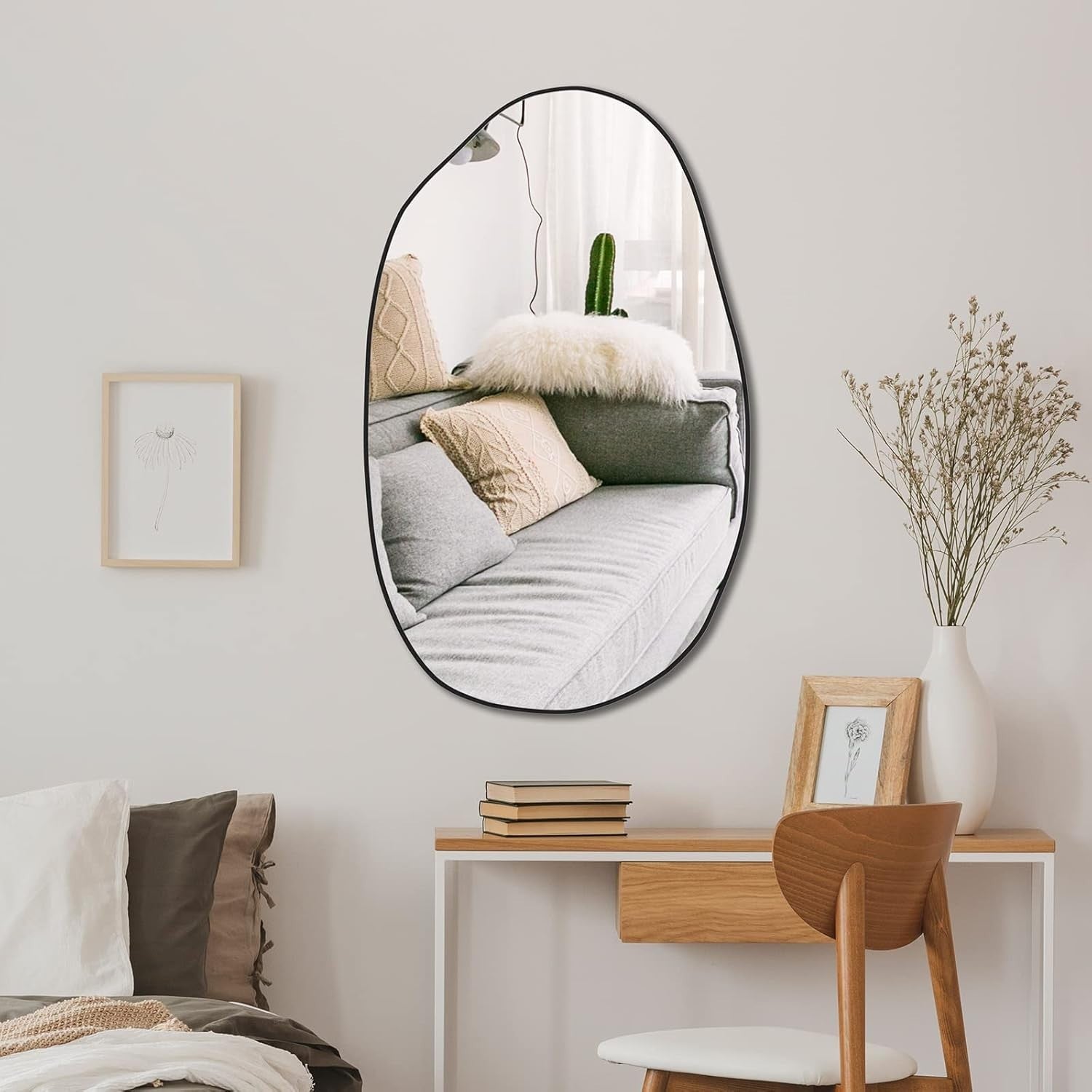 Irregular Wall Mirror 85x52cm Asymmetrical Hanging Mirror for Hallway