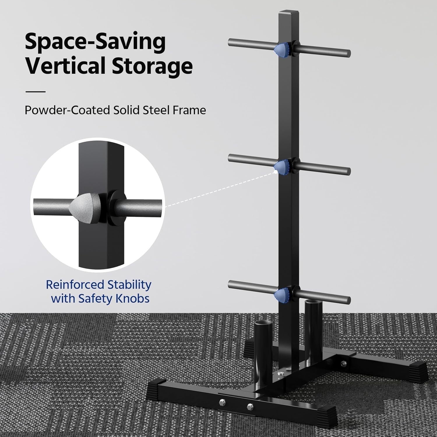 Vertical Weight Plate & Barbell Rack – Home Gym Storage Heavy Duty 400kg