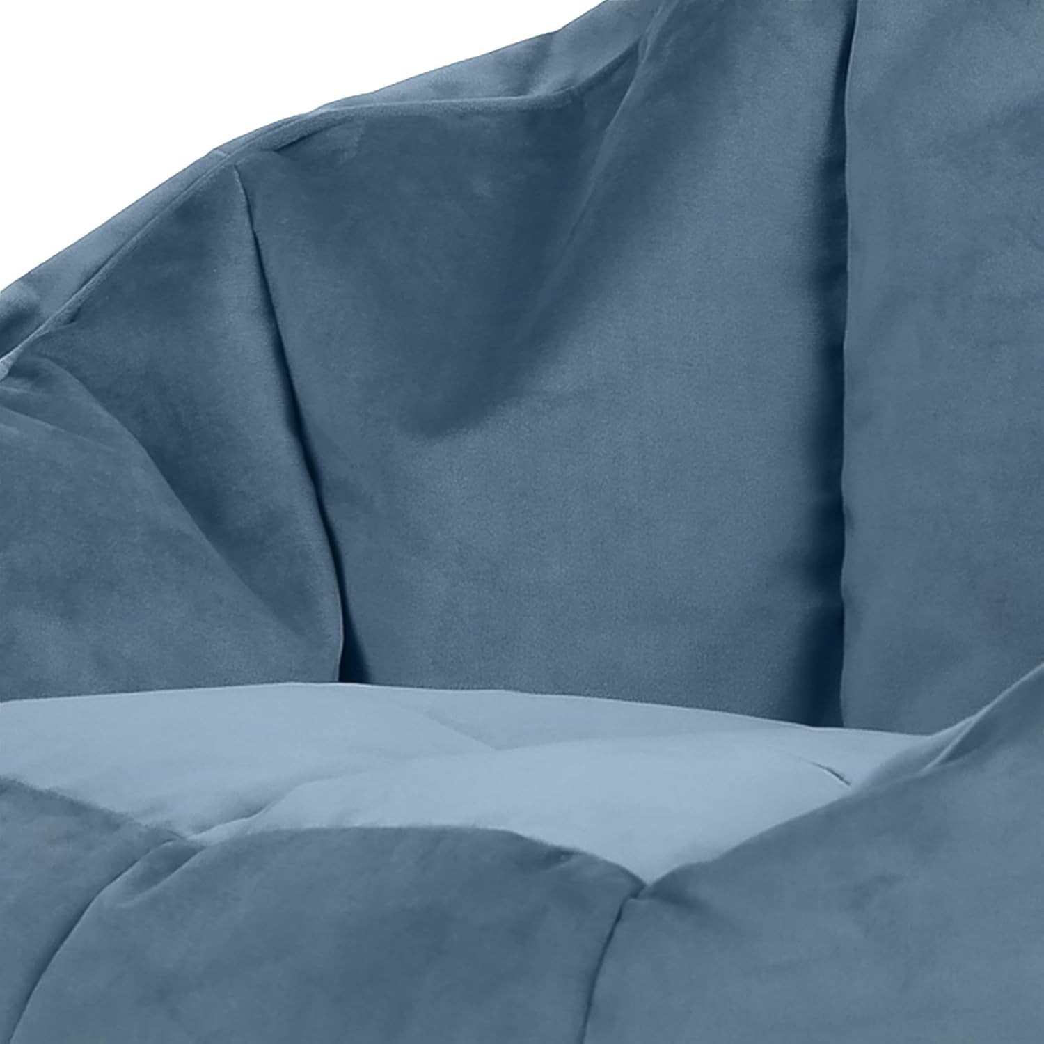 Velvet Bean Bag Chair With Footstool Adult Seat Mineral Blue Lounge Set