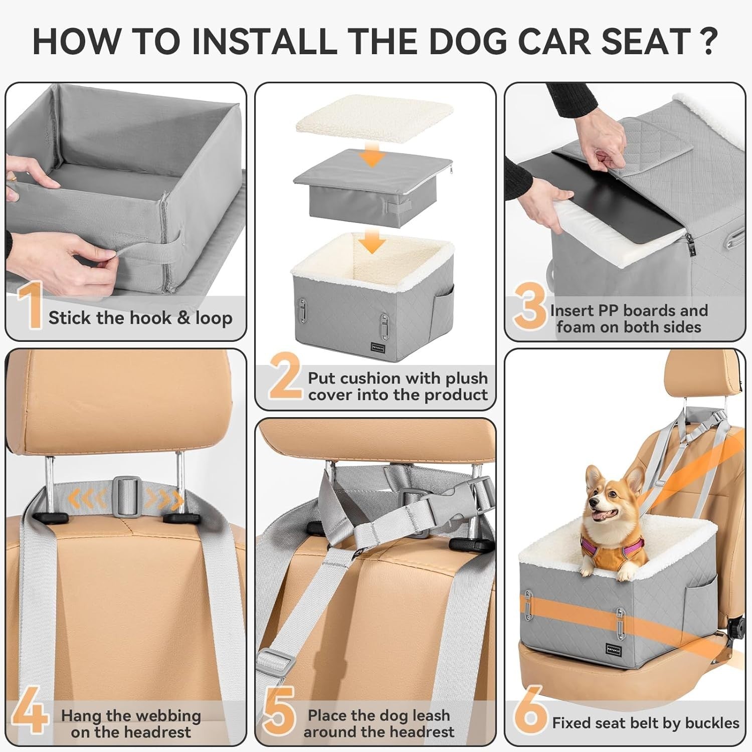 Dog Booster Car Seat Elevated Pet Travel Bed Safety Leash 13kg