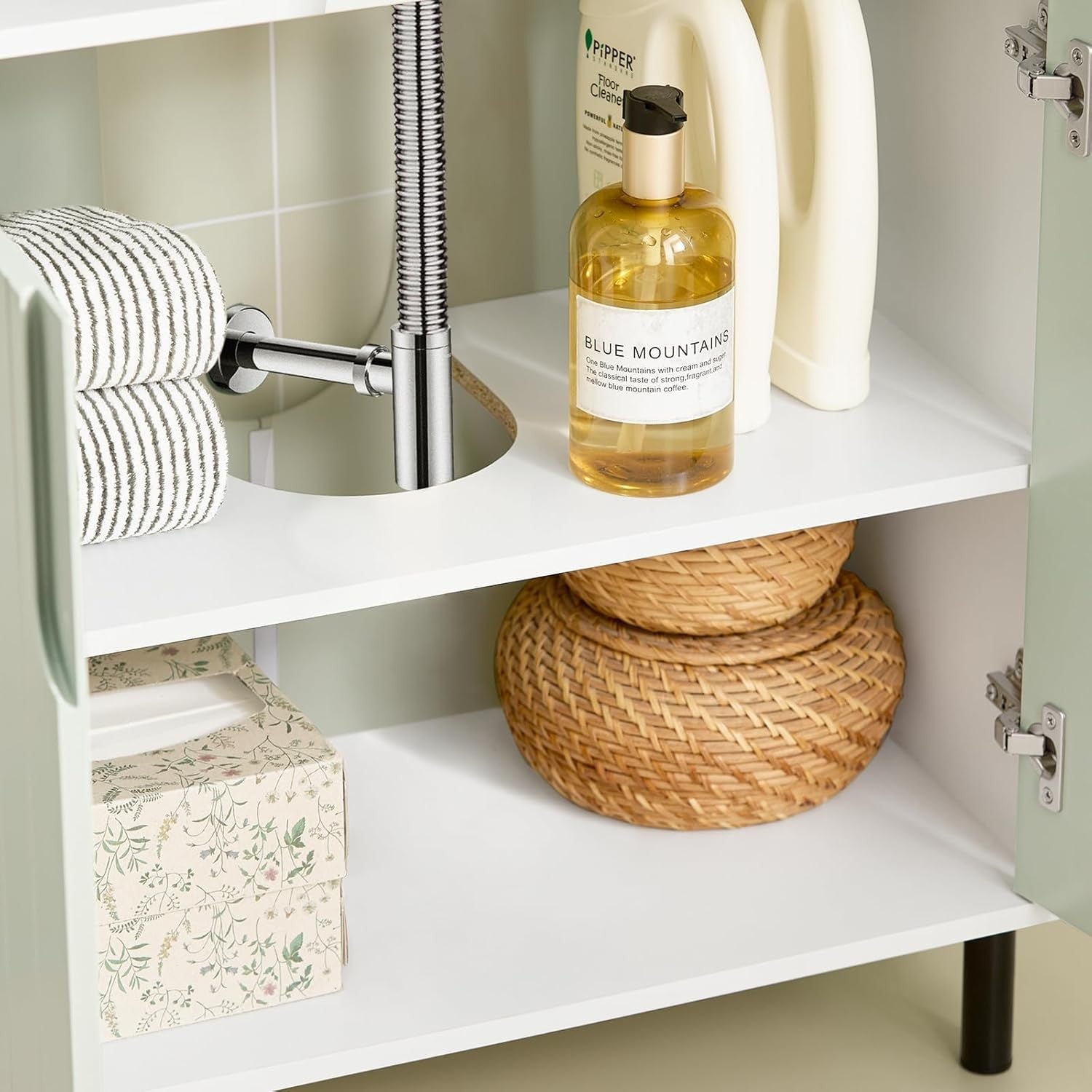 Green Under Sink Bathroom Cabinet 60x30x60cm Vanity Storage Cupboard Unit