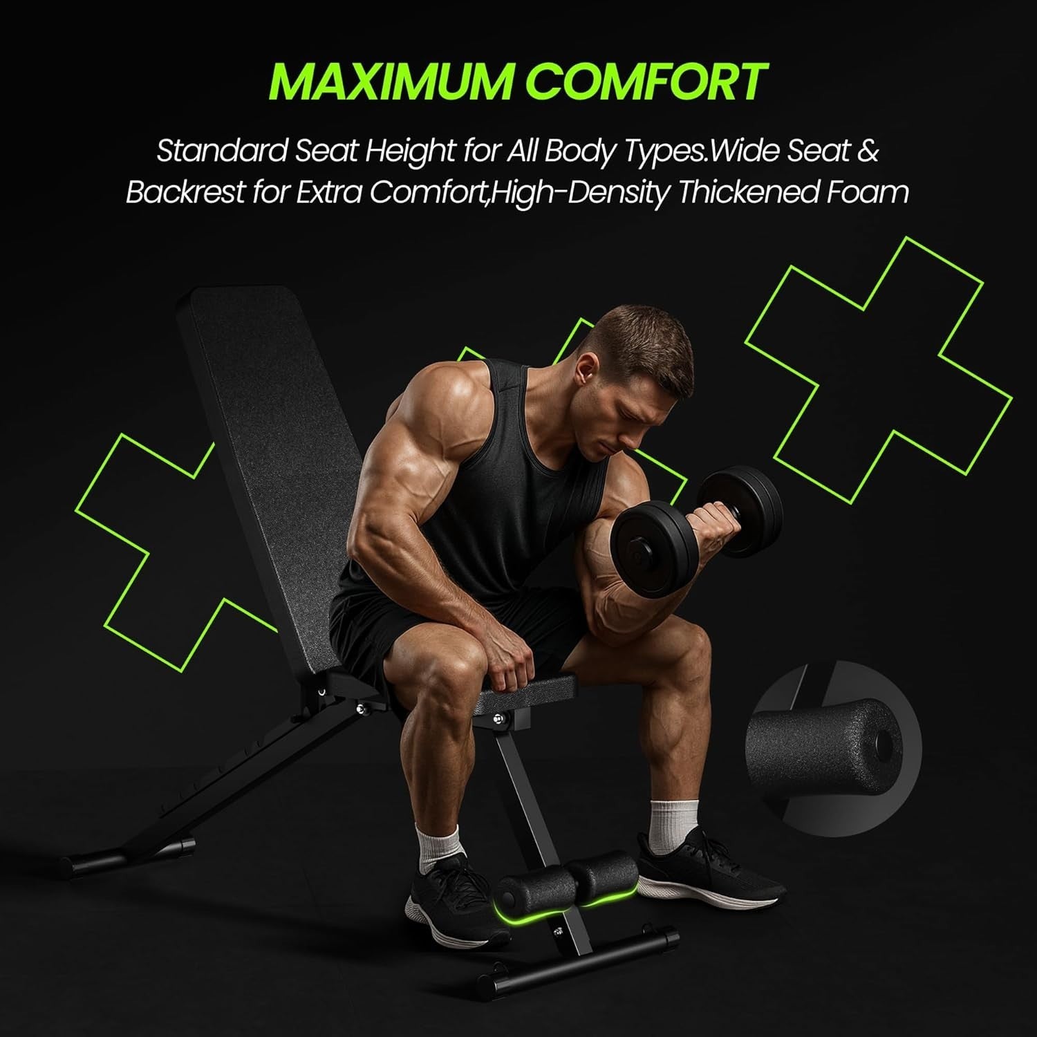 Foldable Adjustable Weight Bench 600lb Incline Decline Flat Home Gym