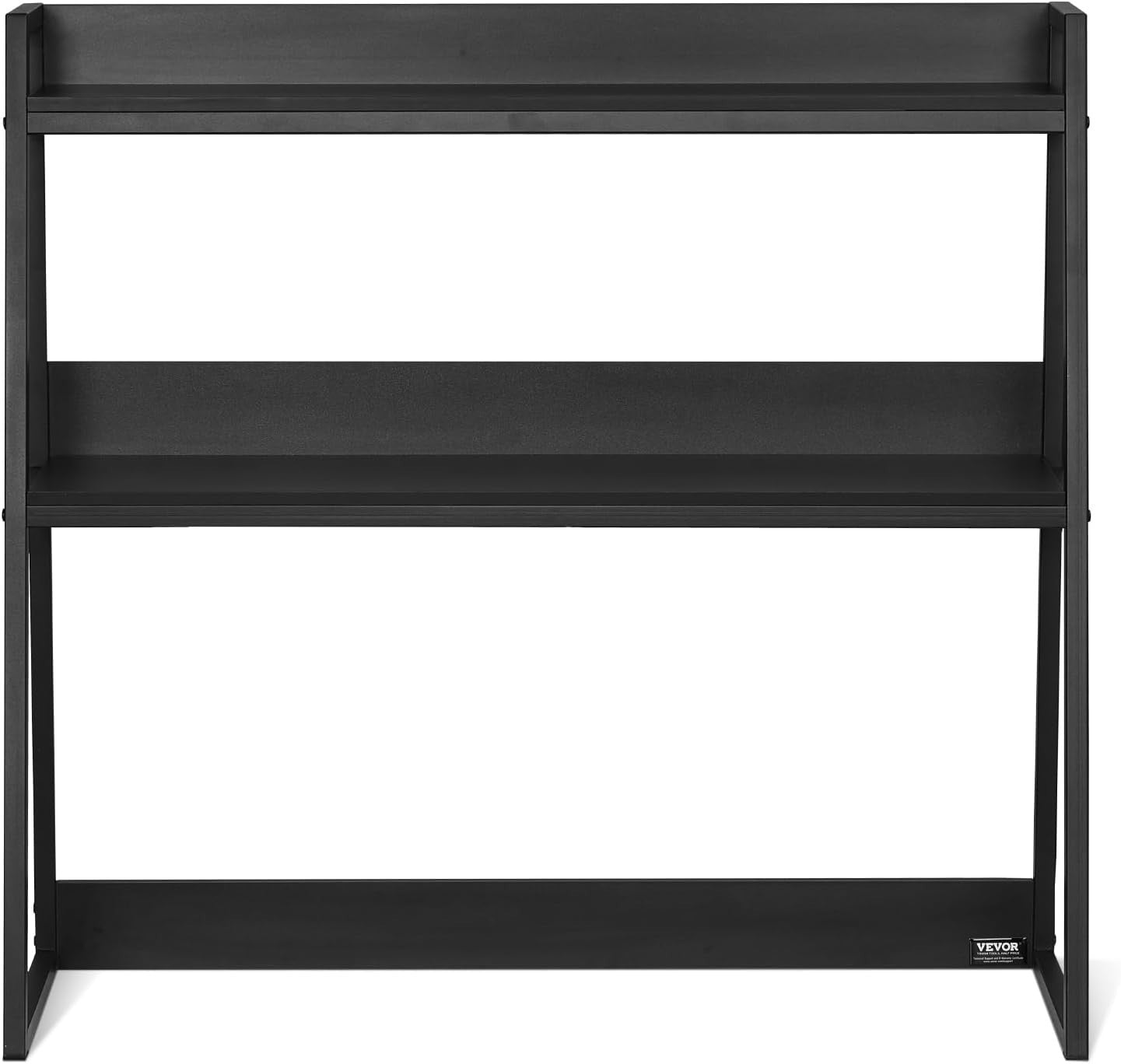 Black 2-Tier Desktop Bookshelf 95cm Desk Hutch Organiser for 32" Monitor