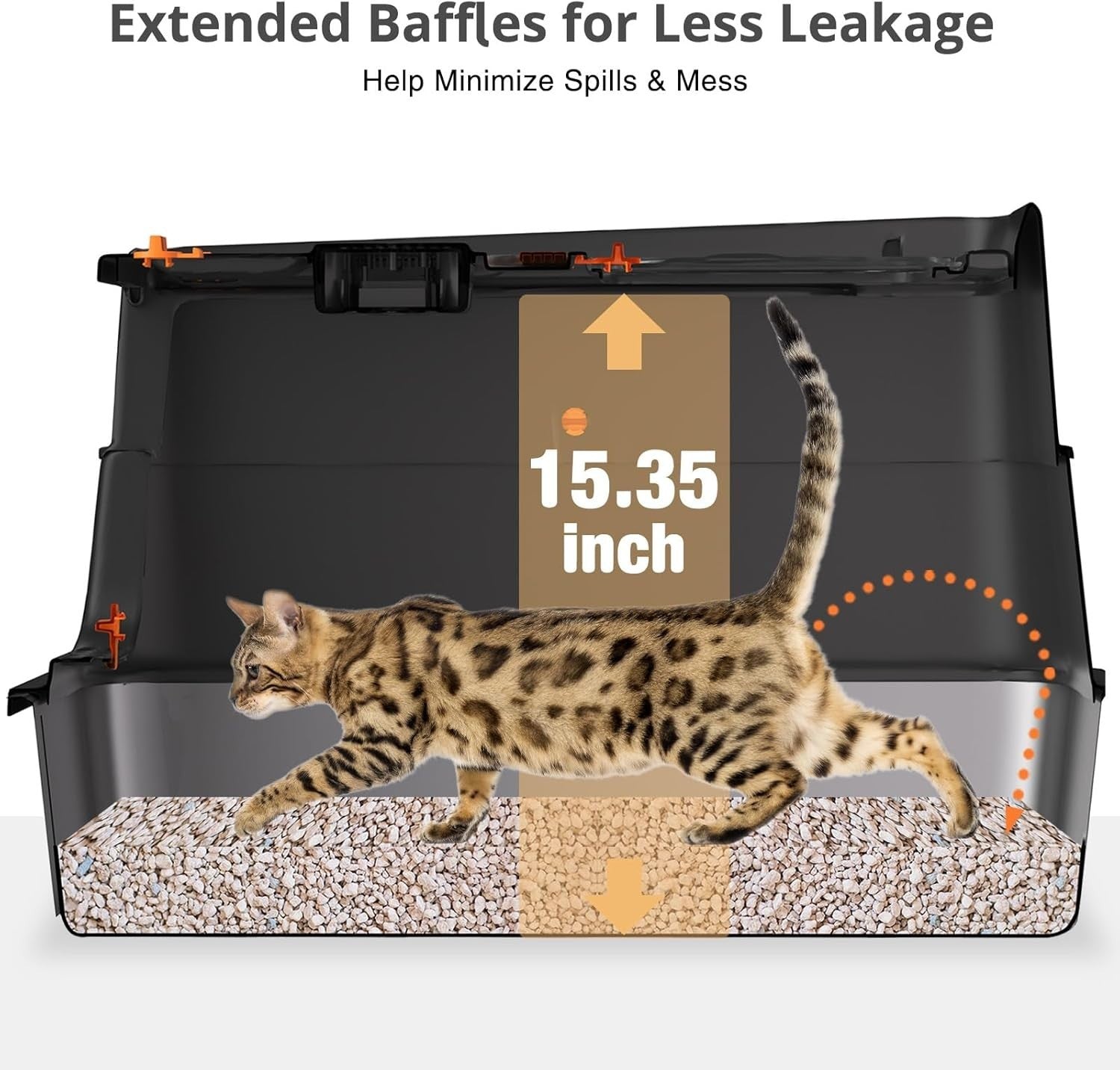 XL Stainless Steel Cat Litter Box Covered High Sided Front Top Entry
