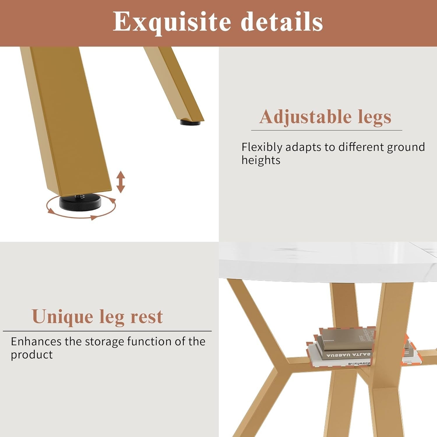 Round White Marble Dining Table Gold Legs Modern Small Kitchen 100cm