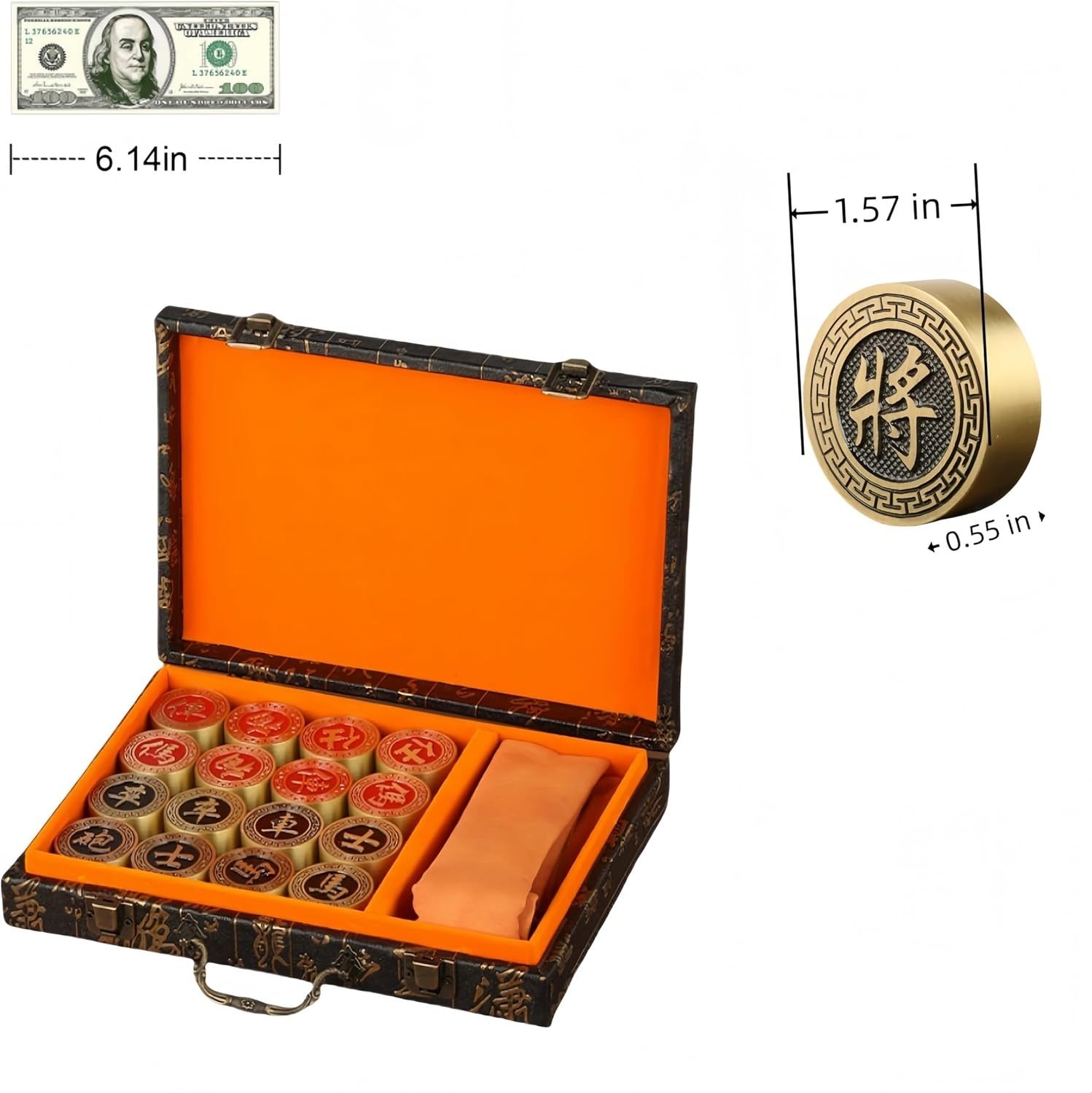 Brass Chinese Chess Gift Set Feng Shui Xiangqi Strategy Board Game