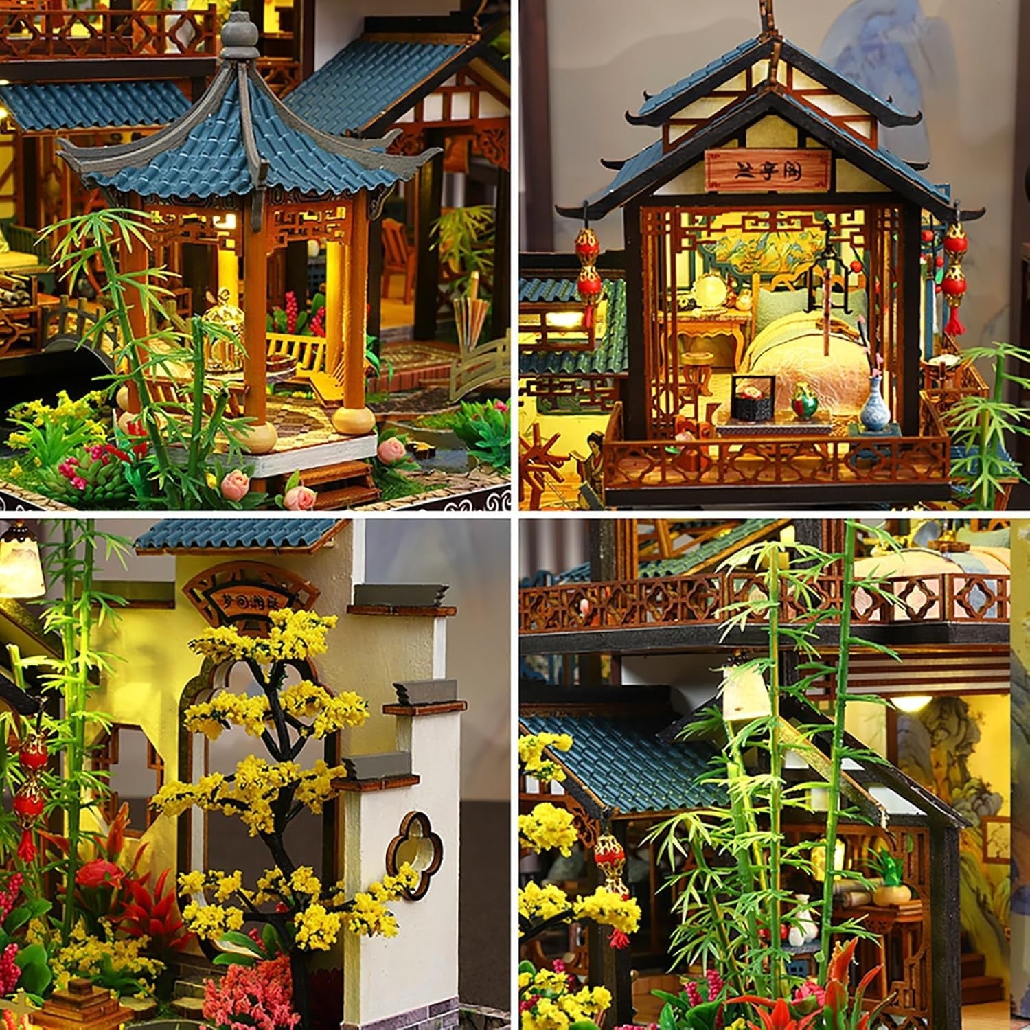 DIY Book Nook Kit Miniature Dollhouse LED Wooden Puzzle Bookend Decor
