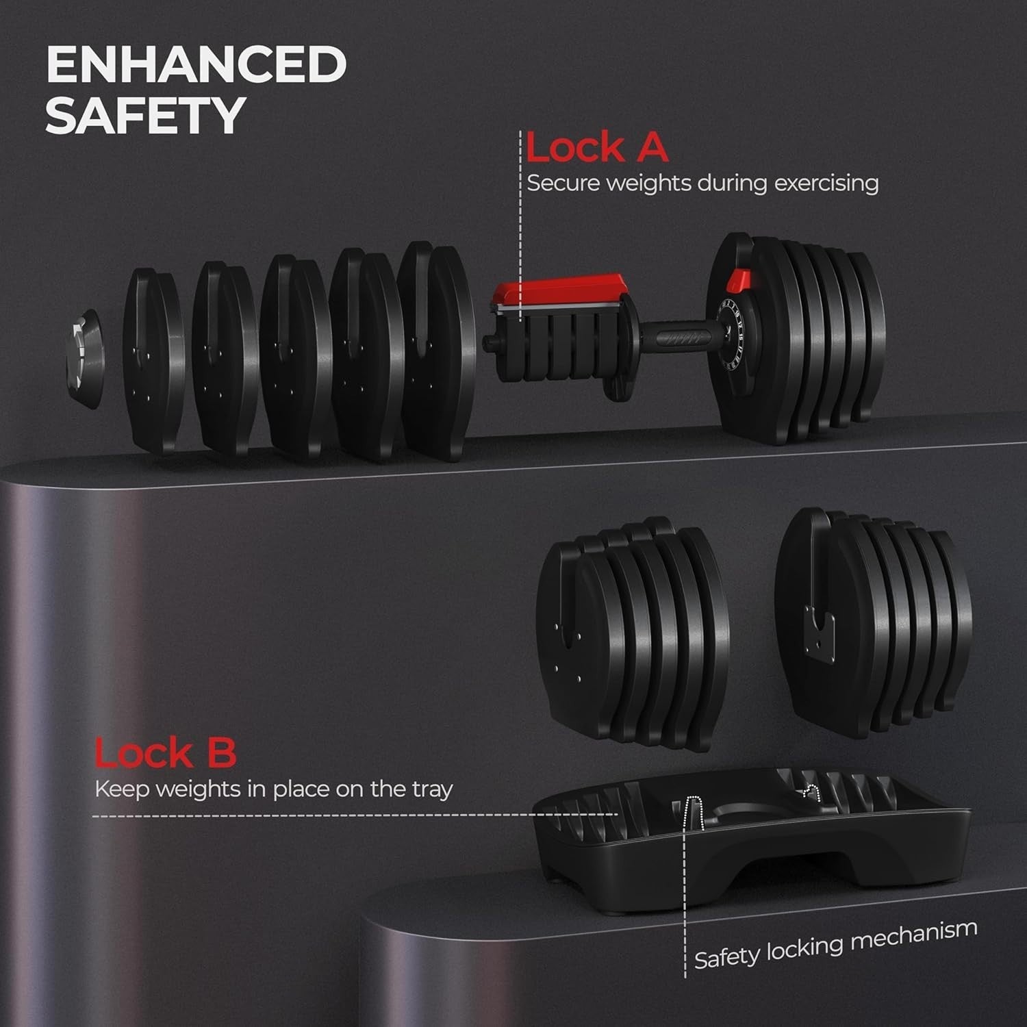 Dial Adjustable Dumbbells Pair 2–40kg Double Lock Space Saving Home Gym