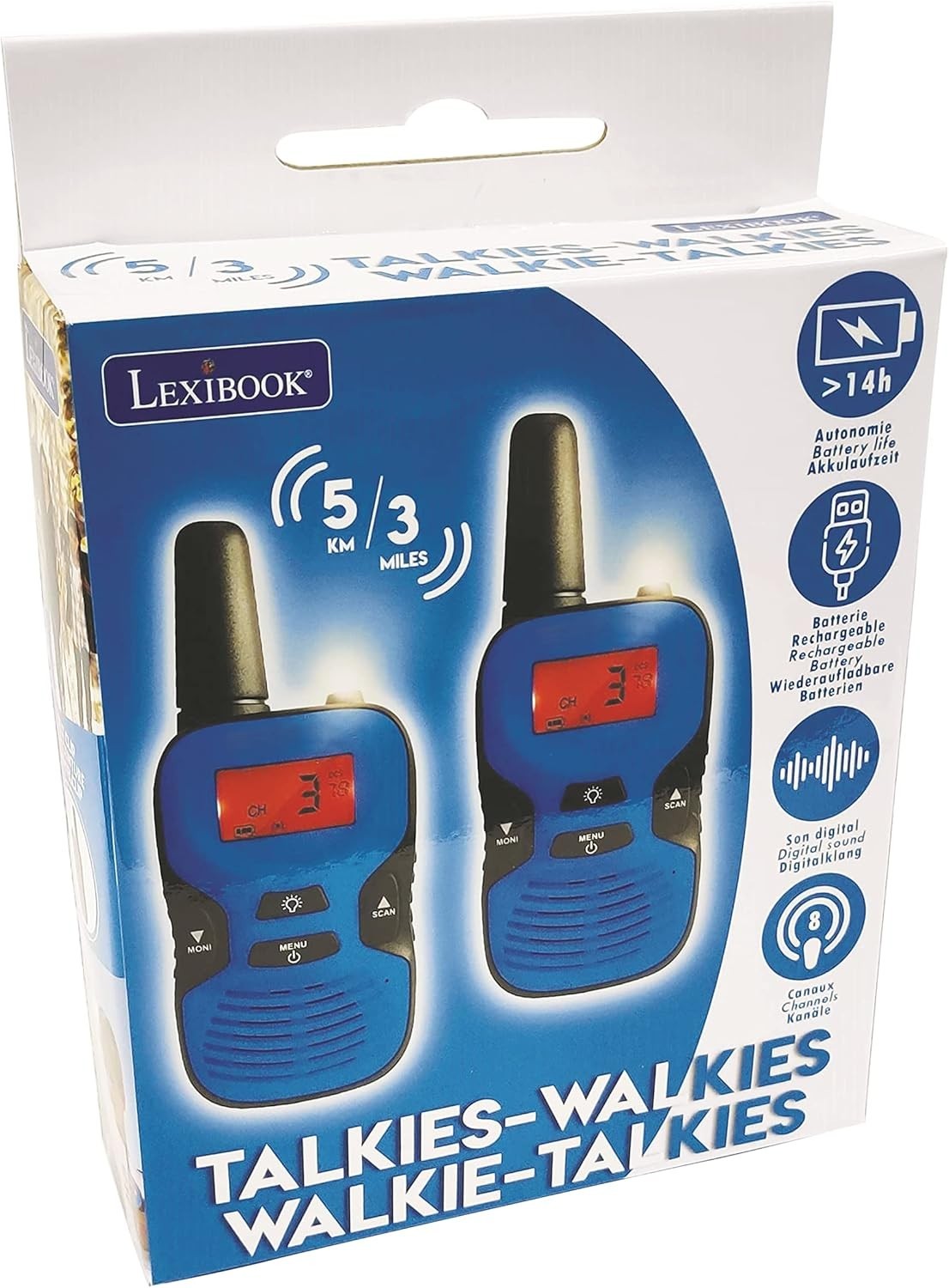 Kids Walkie Talkies Rechargeable 5km Long Range LCD Screen Toy Set