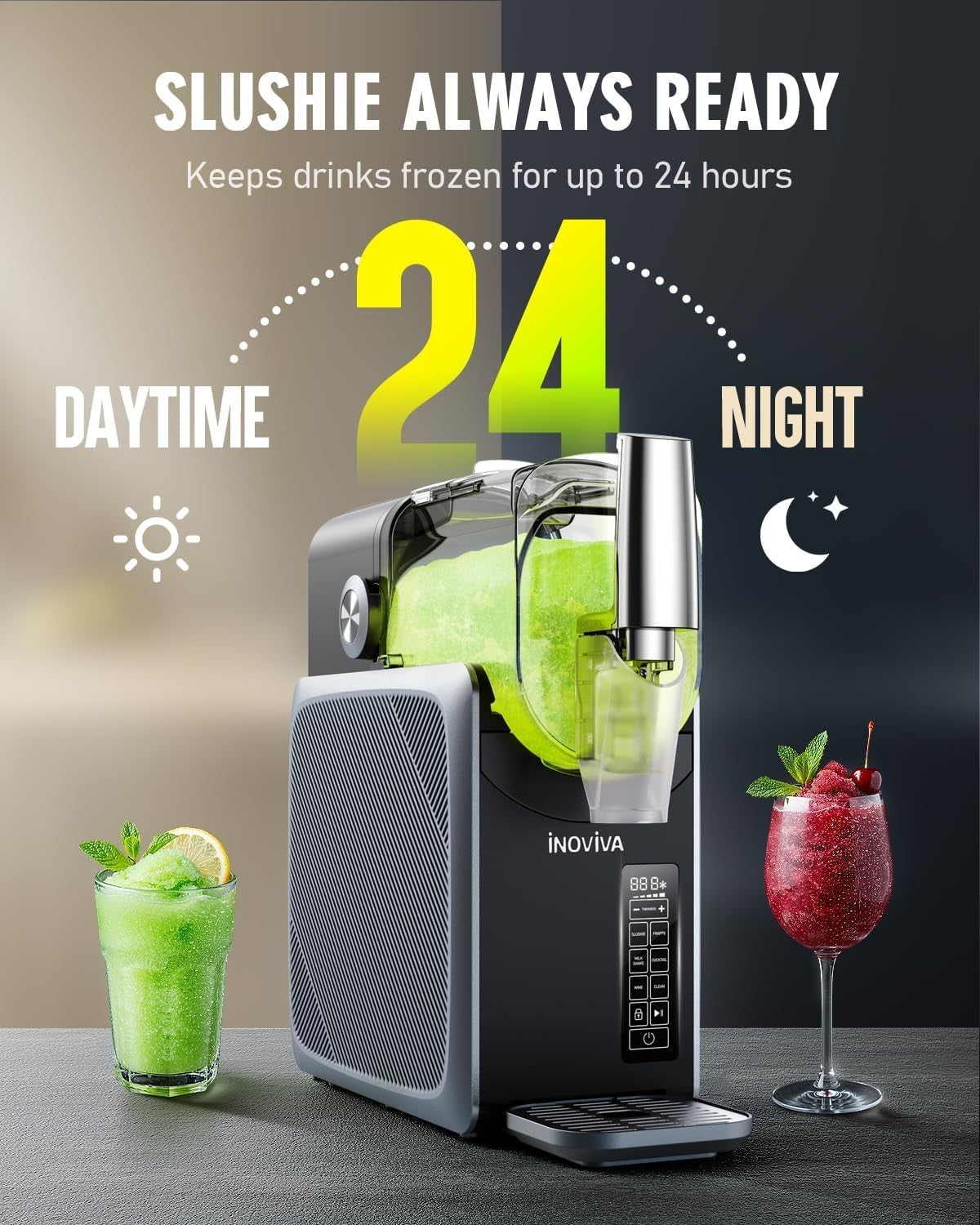 Slush Machine No Ice Needed Frozen Drink Maker Milkshake Cocktail 2.6L