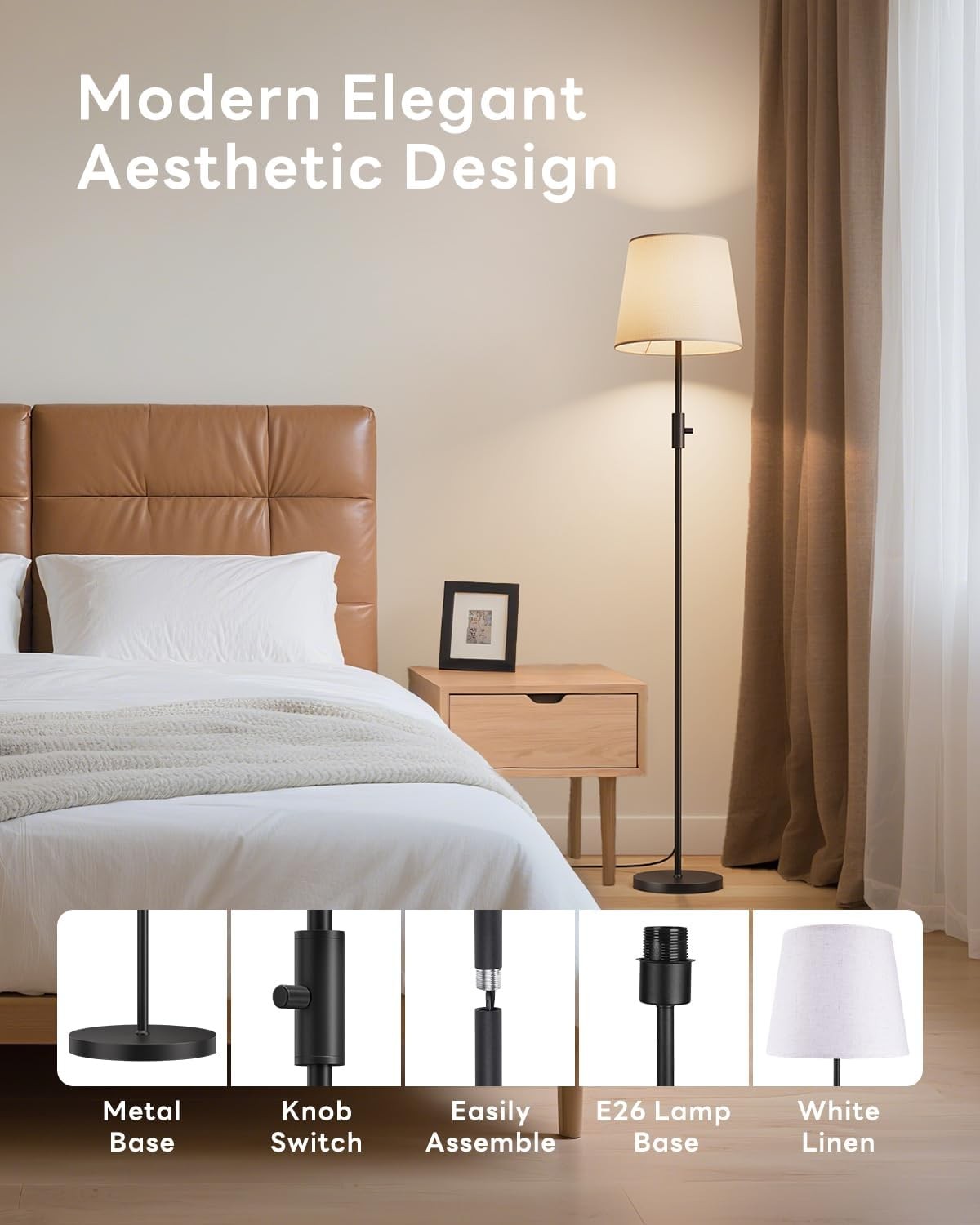 Dimmable LED Floor Lamp RGB Colour Changing Remote Control Tall Reading Light