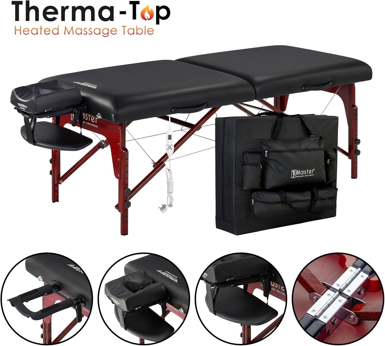 Heated Portable Massage Table 71cm Memory Foam Spa Bed Adjustable Folding Couch