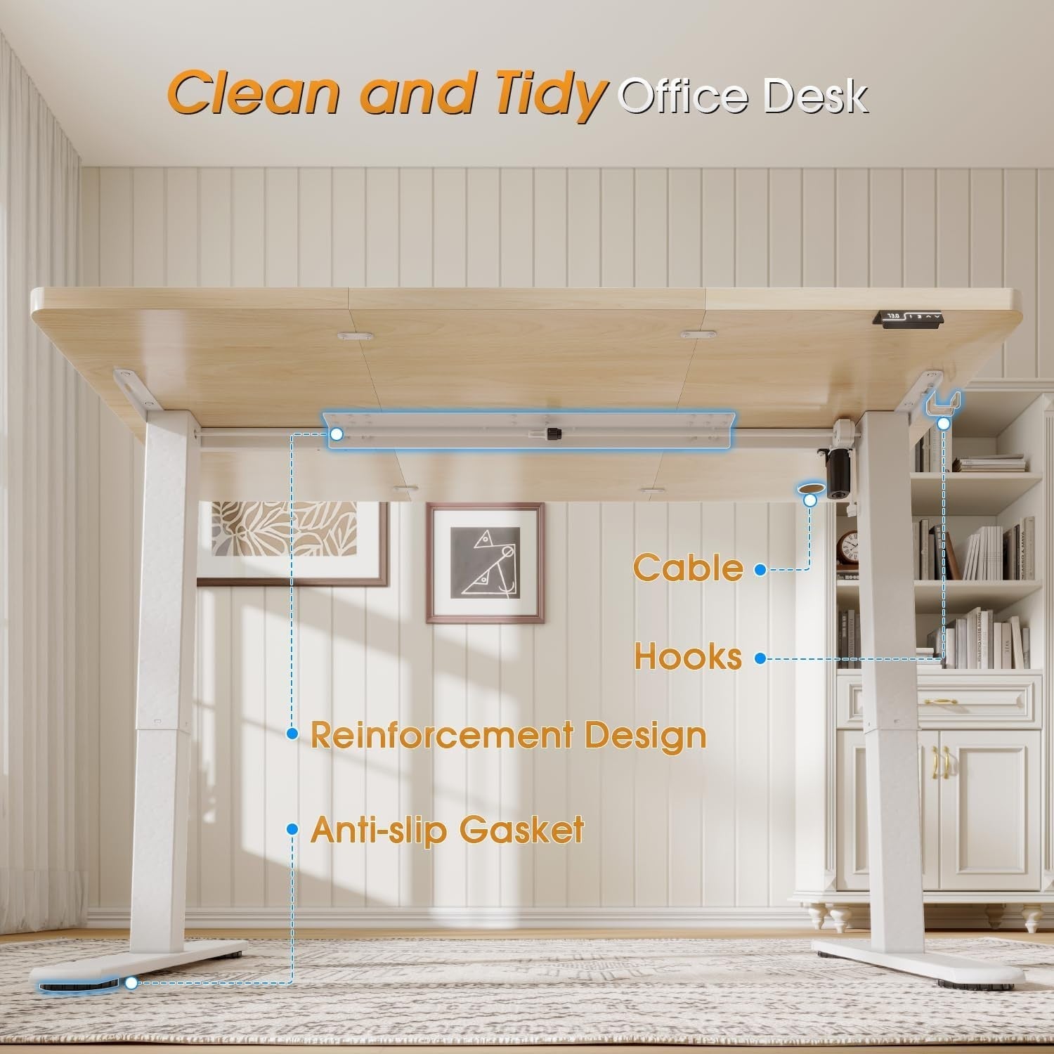 Electric Height Adjustable Desk 140x60cm | Sit Stand Office Table Beige