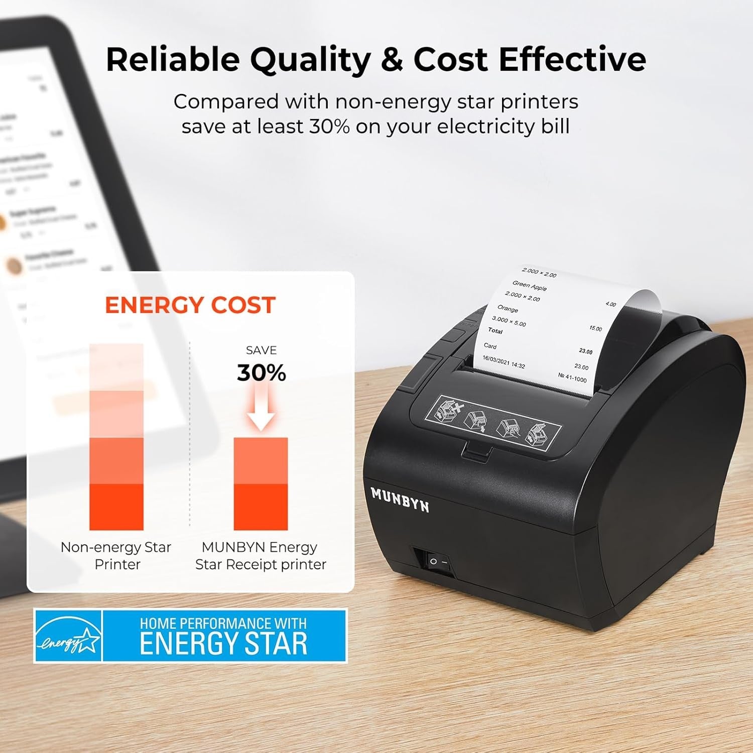 80 mm Thermal POS Receipt Printer USB + Ethernet Auto Cutter for Retail