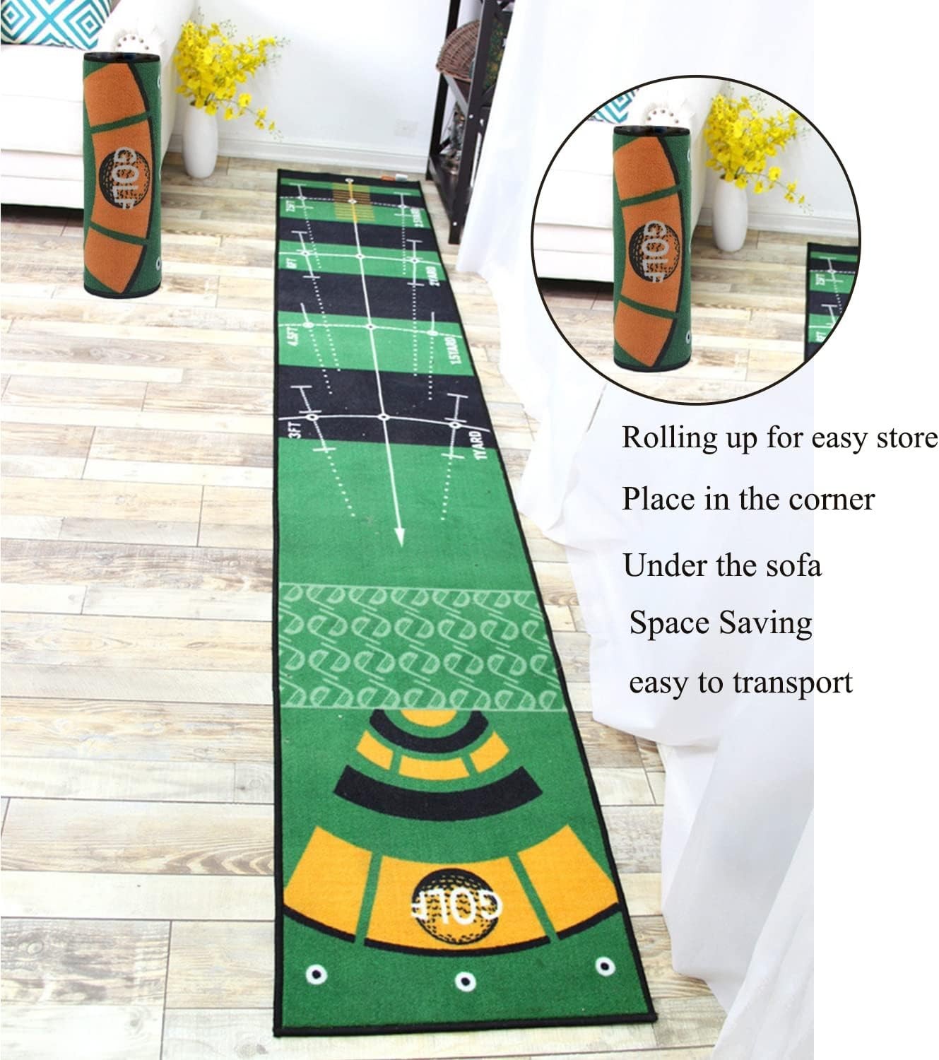 Indoor Golf Putting Mat Long Practice Green Non Slip Home Trainer
