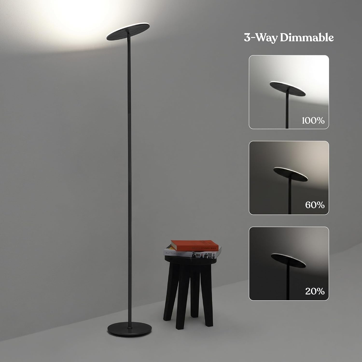 LED Torchiere Floor Lamp Super Bright Dimmable Uplight Modern Standing