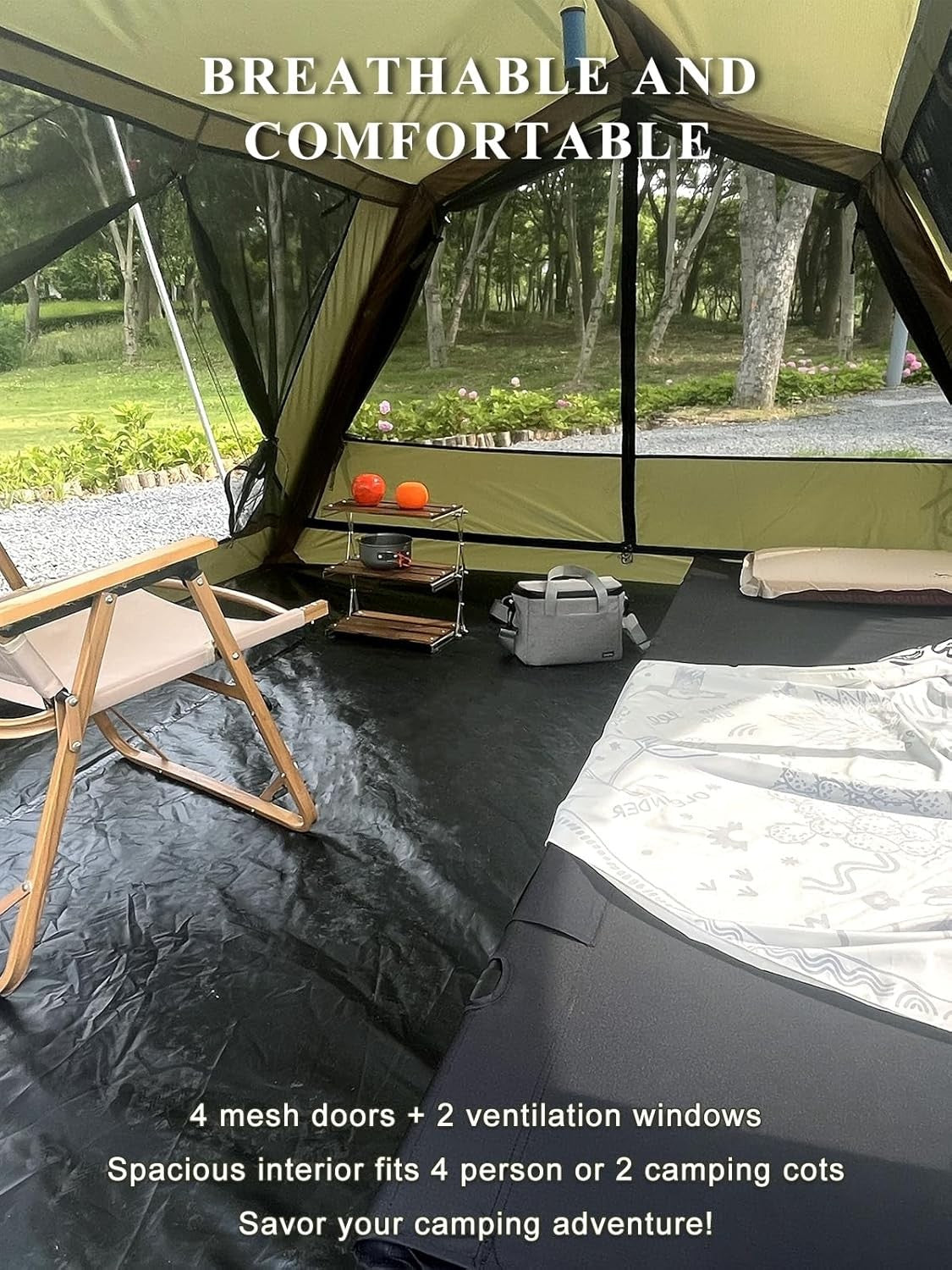 4 Person Cabin Camping Tent PU3000mm Waterproof w Vestibule
