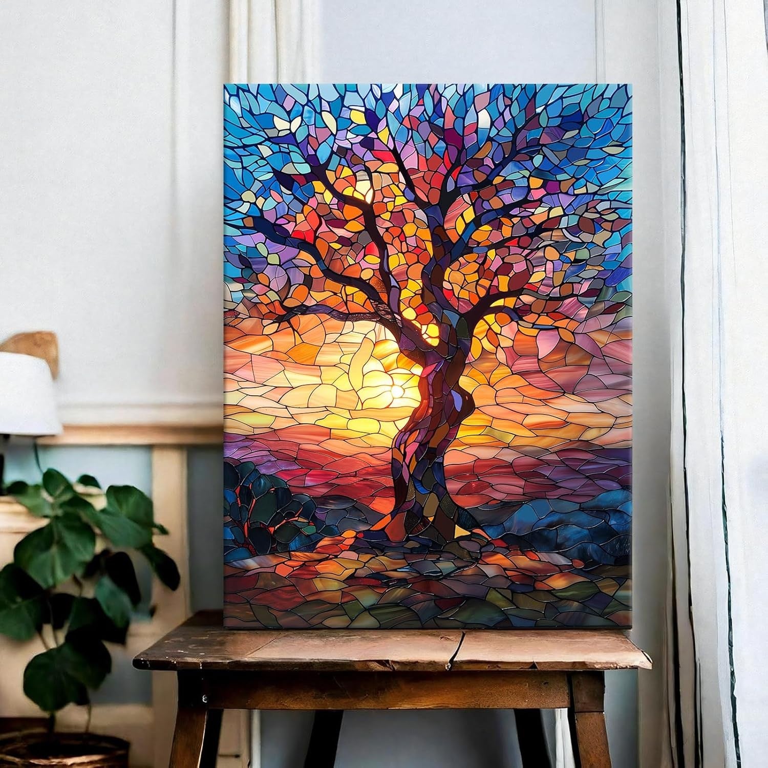 Colorful Tree of Life Canvas Wall Art 30x40 Framed Abstract