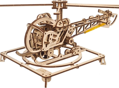 3D Wooden Helicopter Puzzle Model Kit – DIY Brain Teaser, 167 Pieces