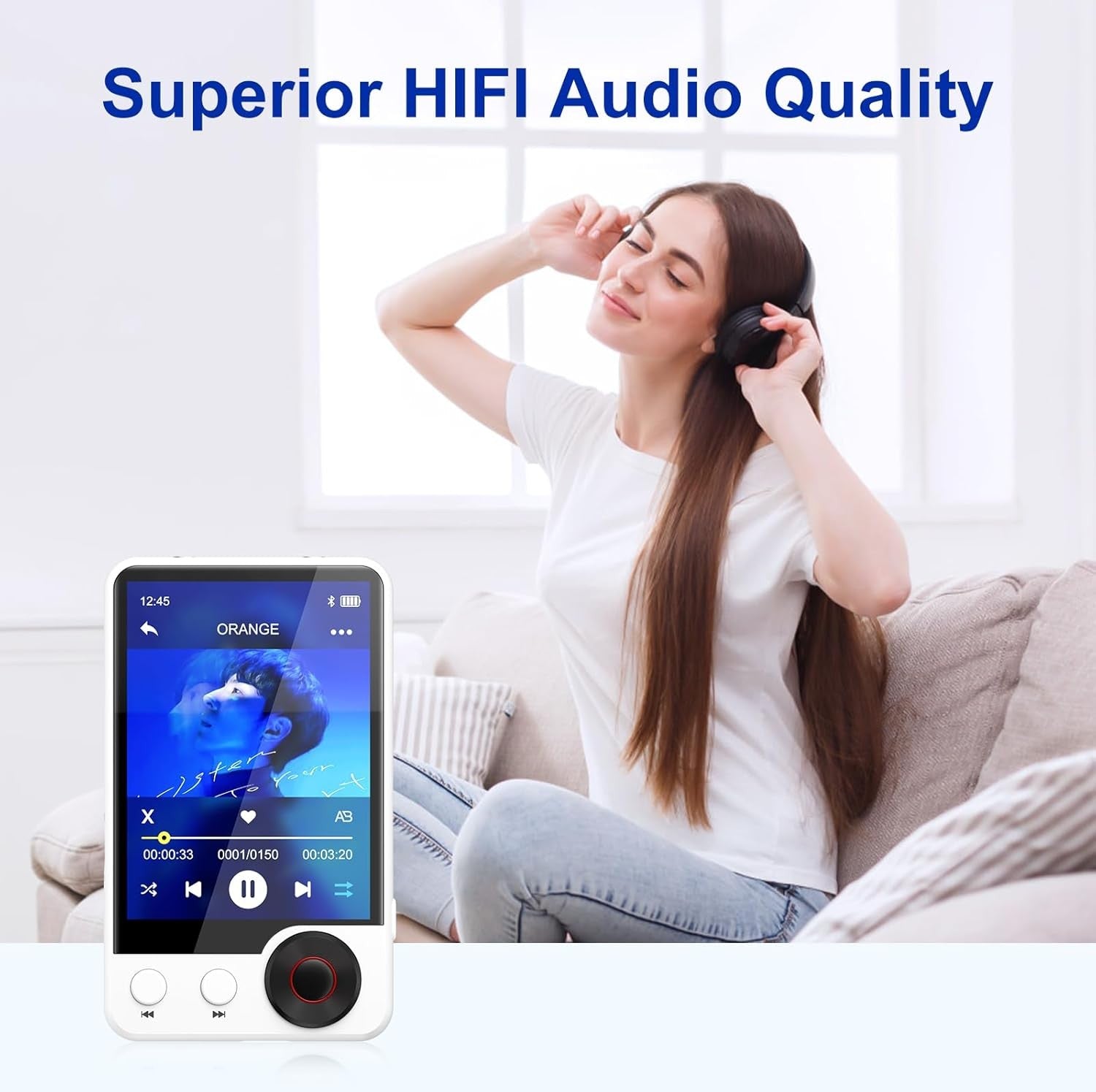 128GB MP3 Player Bluetooth 5.3 Touch Screen Speaker FM