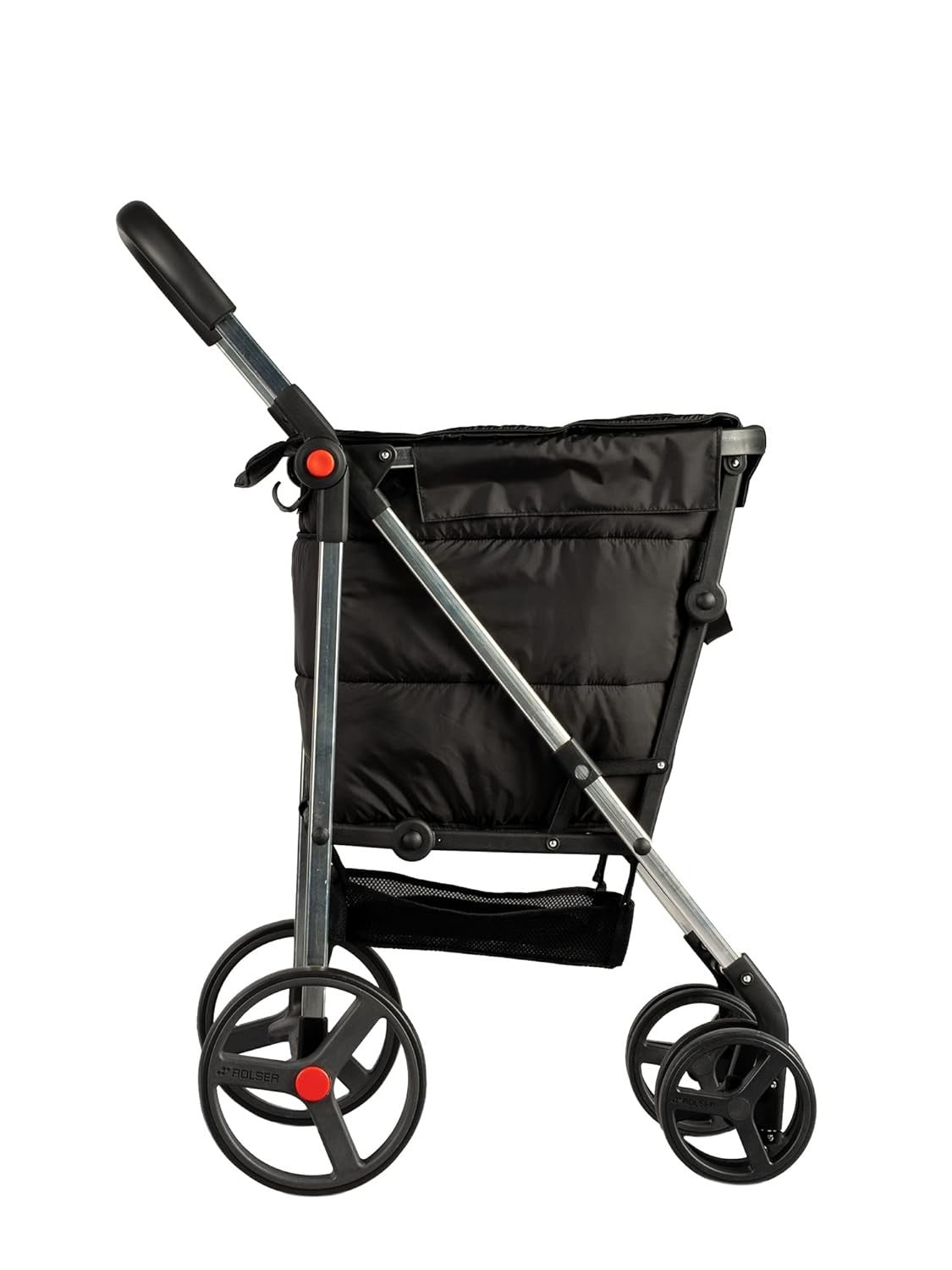 4 Wheel Foldable Shopping Trolley Large Capacity Ergonomic Design Black