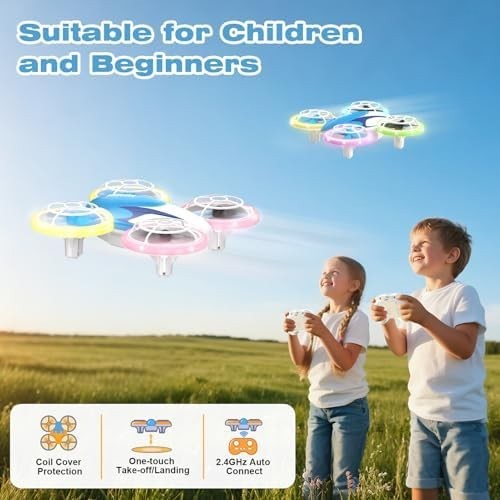 Mini Drone for Kids with 6 LED Modes, 3 Batteries, 360° Flip & Safe Design