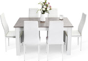 Dining Table Set 6 Grey Oak Faux Leather Chairs Modern Kitchen Home
