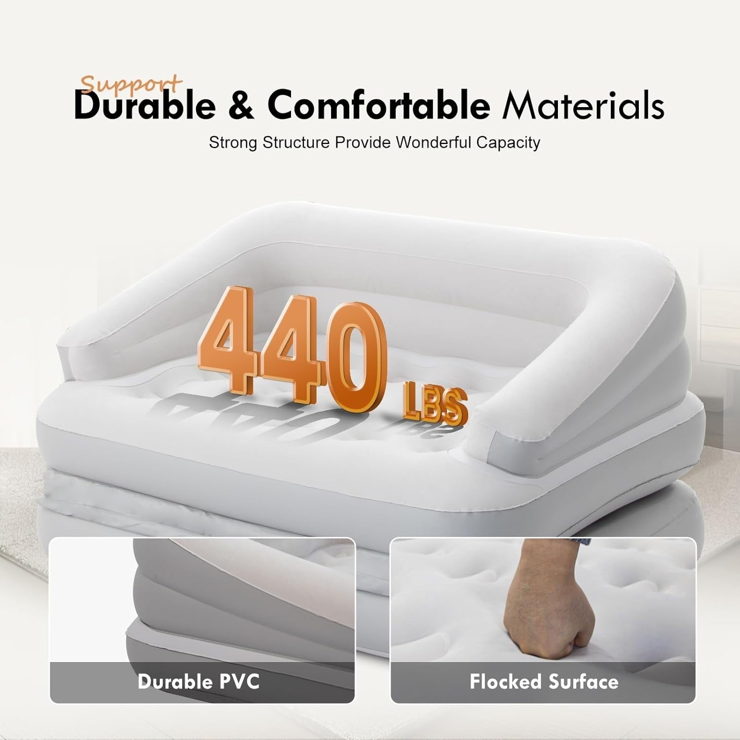 Inflatable Air Sofa Bed 198x137x61cm Outdoor Couch Mattress Full