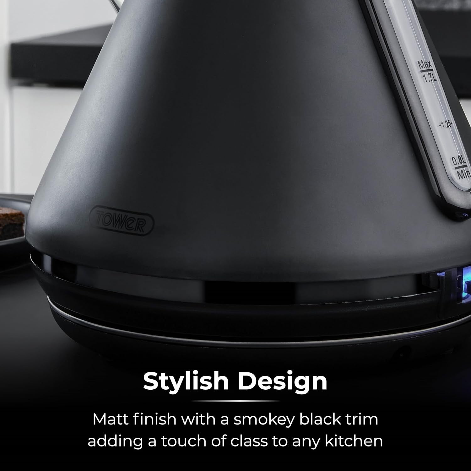 3000W Black Pyramid Kettle 1.7L Rapid Boil Cordless Retro Matte Finish