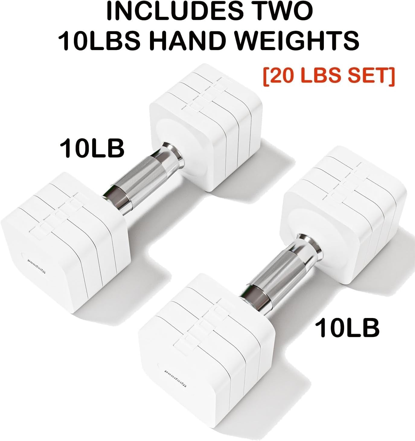 20LB Adjustable Hand Weights Pair 4-in-1 Anti-Roll Dumbbells Home Gym