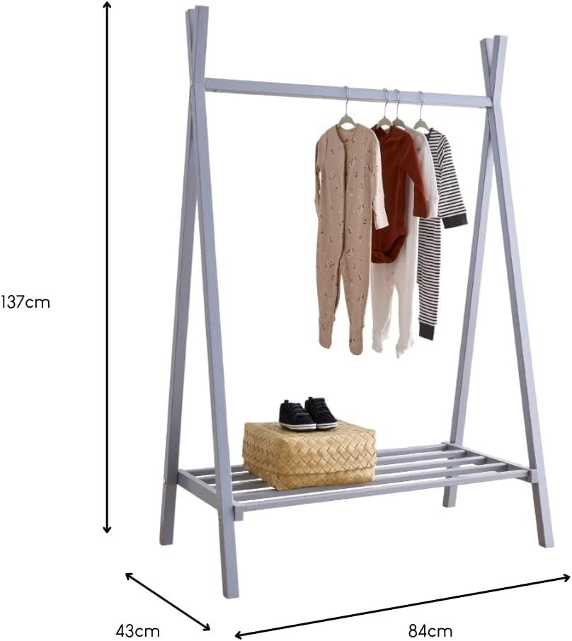 Flint Blue Baby Clothes Rail with Shoe Shelf 137cm