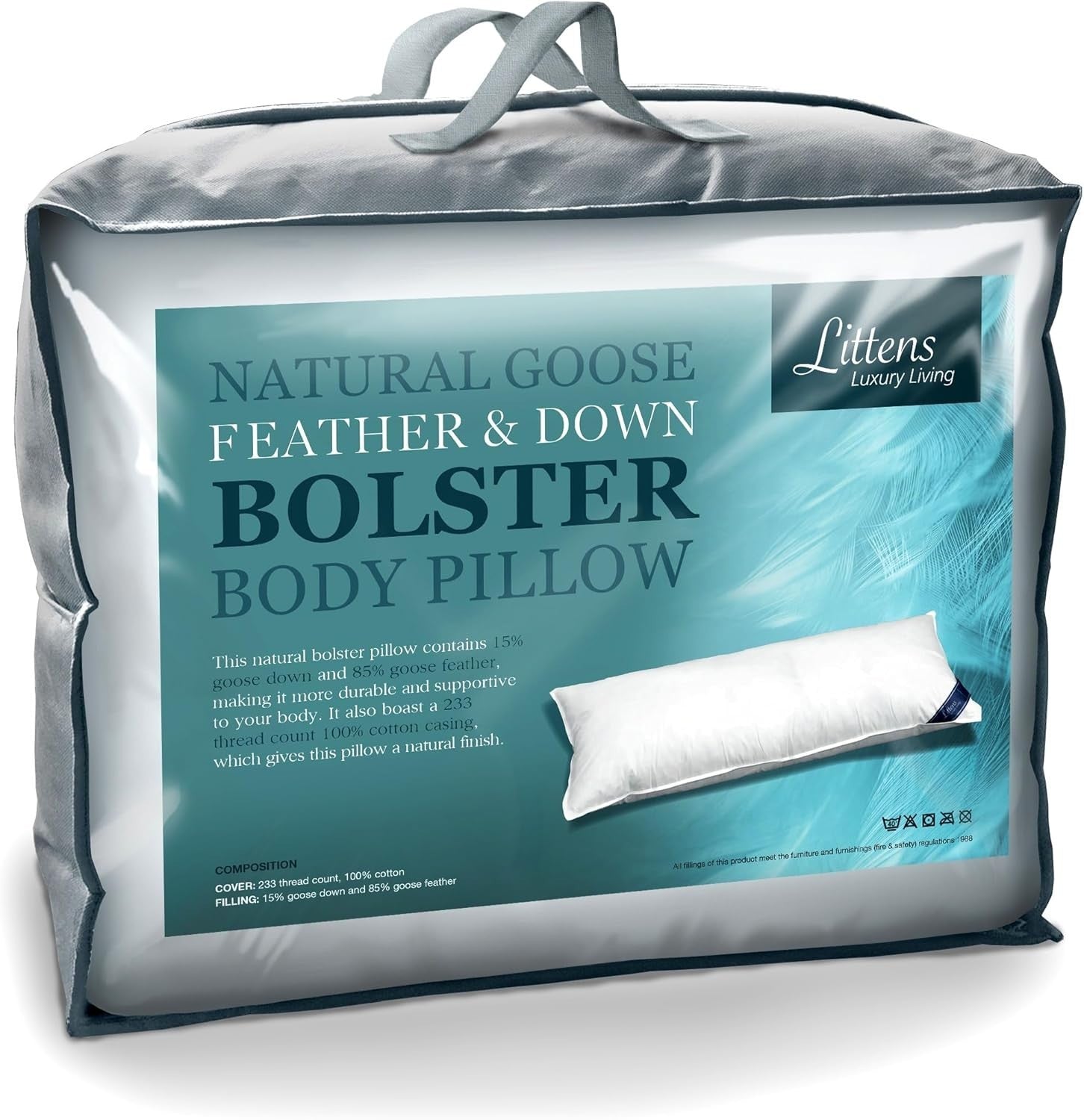 Orthopaedic Pregnancy Body Pillow Goose Feather Down Bolster 135cm